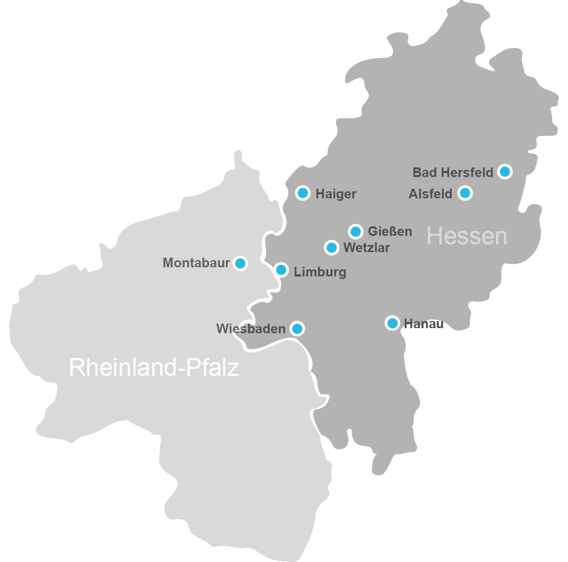 Standorte in Hessen und Rheinland-Pfalz